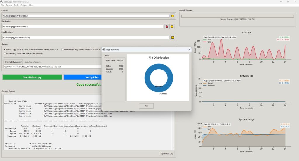RoboCopyGui screenshot
